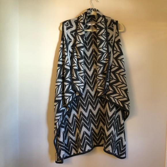 SIONI oversized grey chevron shrug poncho vest sweater size large - Picture 9 of 9